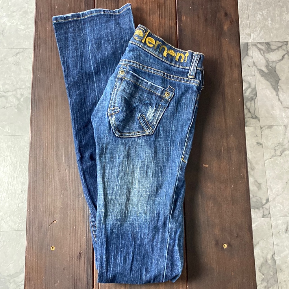 Element Jeans, blue wash, zipper closure, sz 0